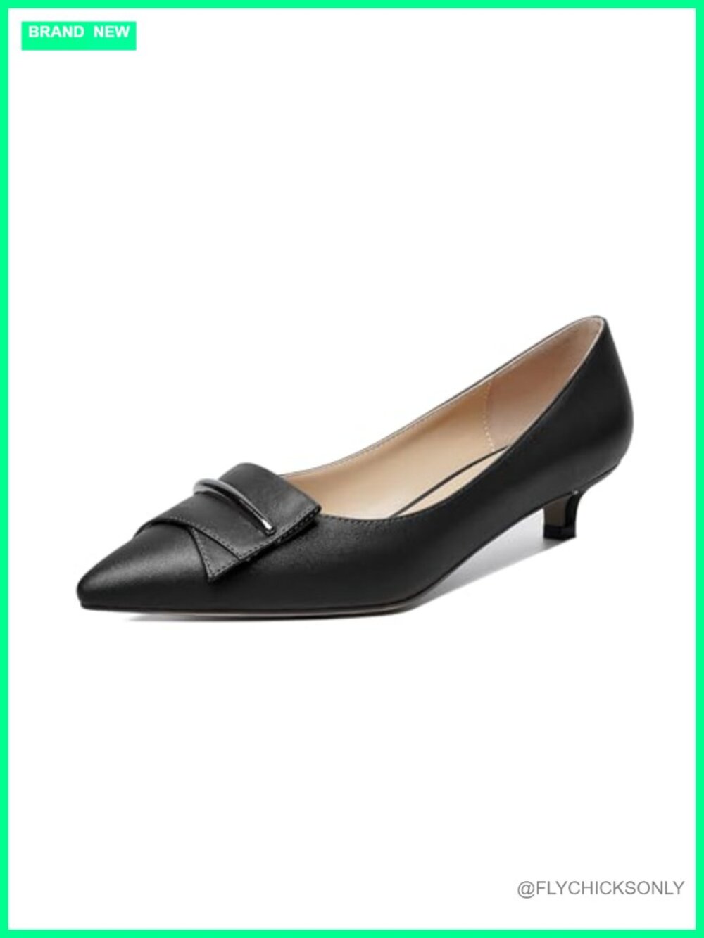 Kitten Heels Pointed Toe Slip On Low Heel Pumps with Bow Detail